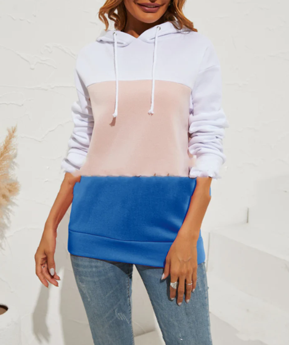 Multi-Color Long Sleeve Hooded Sweater