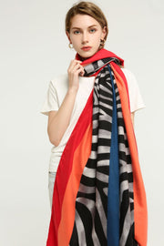 Vibrant Zebra Scarf with Color Edge