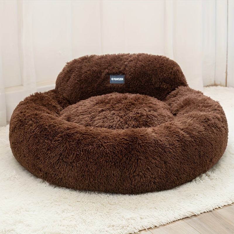 Fluffy And Warm Dog Bed, 100Cm/39.37In, Suitable For Indoor Autumn And Winter, Suitable For Small Dogs, Medium Dogs And Cats, With A Pillow To Protect The Neck, Soft And Full Filling, Not Easy To C...