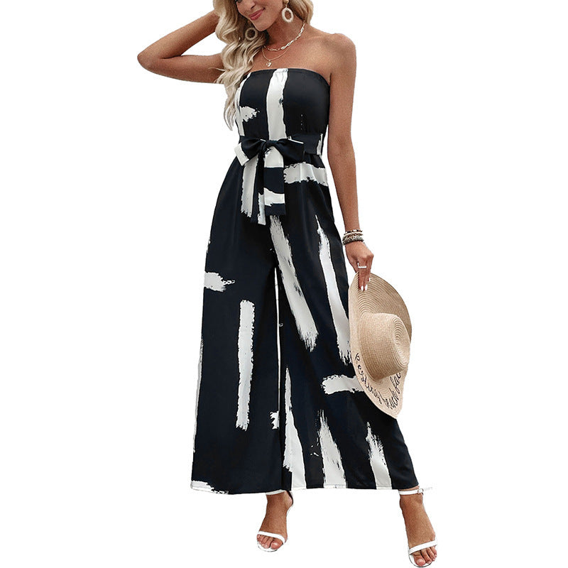 Women's European And American-style Printed Tube Top Jumpsuit
