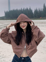 Retro Double-Zipper Oversized Hoodie for Women
