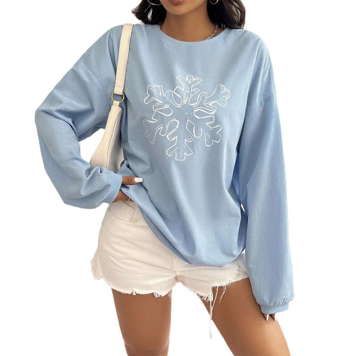 Women's Cozy Snowflake Print Loose Casual Sweater
