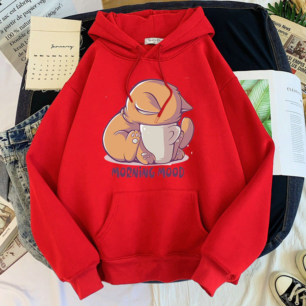 Cozy Cartoon Animal Velvet Hoodie for Cute Streetwear Style