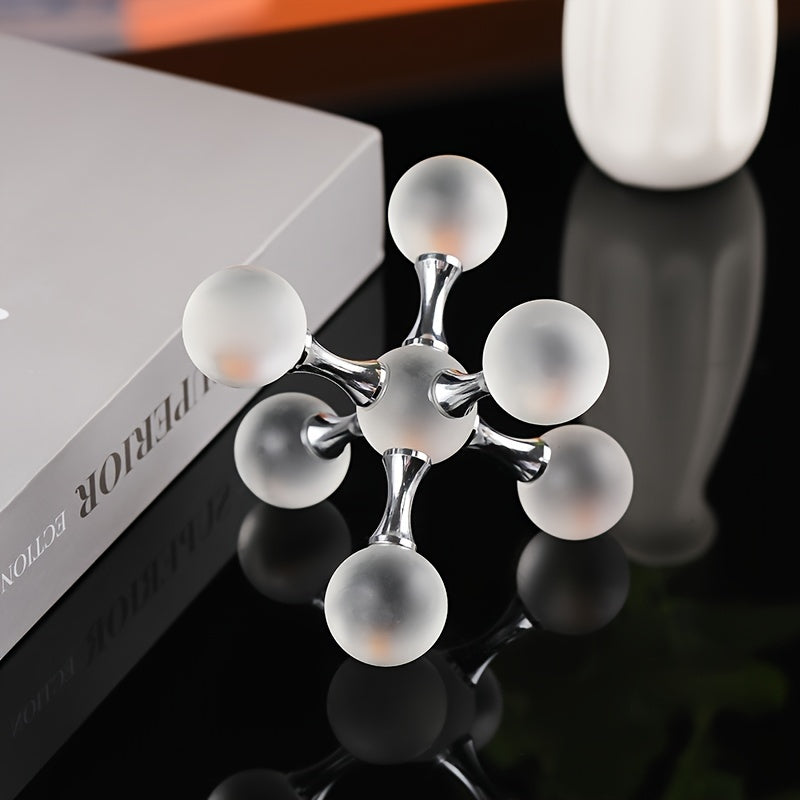 Modern Crystal Sphere Alloy Molecular Set Decoration for Living Room, Office, TV Cabinet - Luxurious Crystal Ball Decor for Home and Office - Set of 1