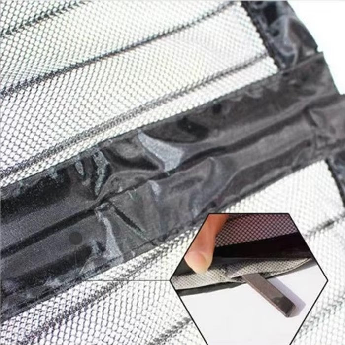 A Magnetic Mosquito-proof Door Curtain Made of Fine Mesh Material That Effectively Keeps Mosquitoes Away. It Features a Lace Design and Convenient Storage Straps, with a Magnetic Centre That Lets Pets