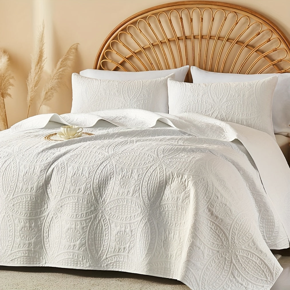 2/3pcs Quilt Set Bedspreads - Soft Cool & Refreshing Summer Quilt Lightweight Microfiber Bedspread - Modern Style Coin Pattern Coverlet For All Seasons - Gifts For The Family
