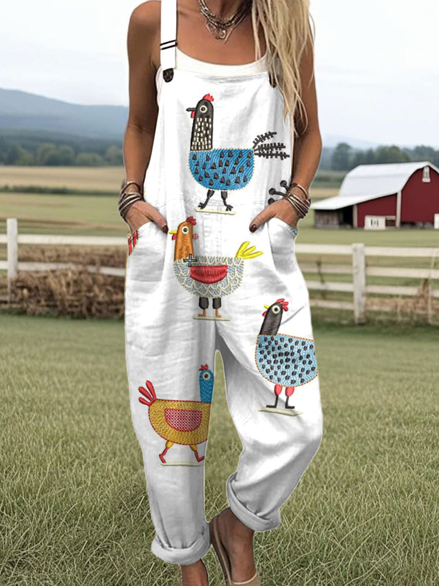 Women's Printed Pocket Wide Leg Jumpsuit