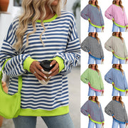 Colorful Striped Loose Pullover Sweatshirt
