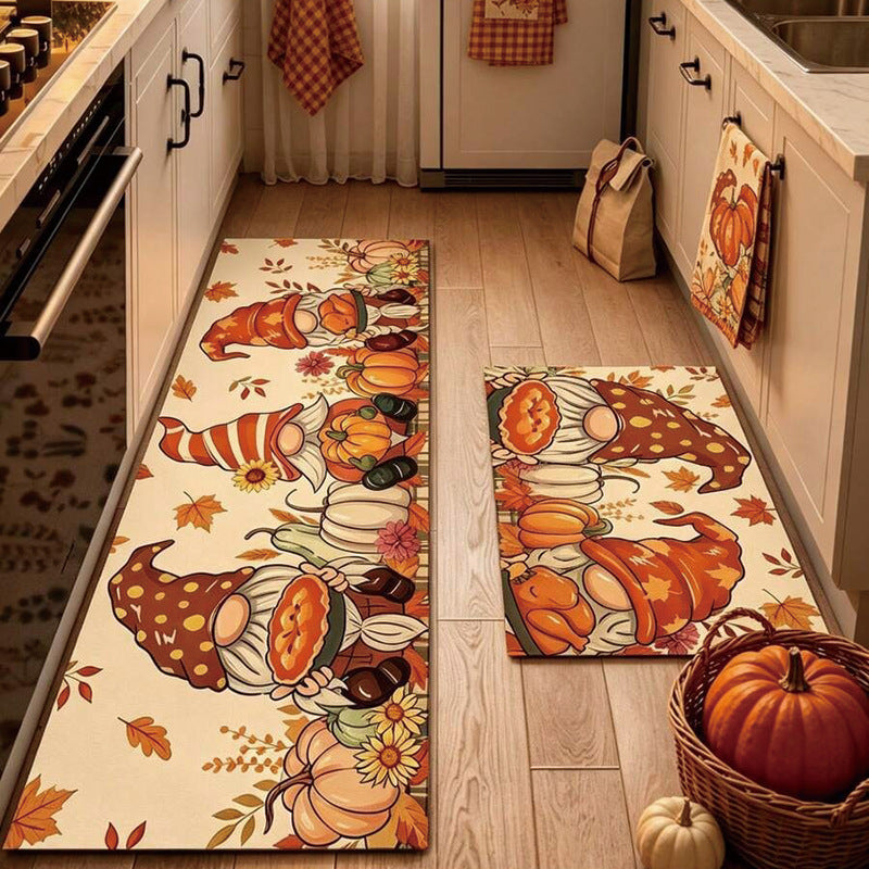 Autumn Pumpkin Kitchen Floor Matstain-resistant, Oil-proof and Easy to Clean