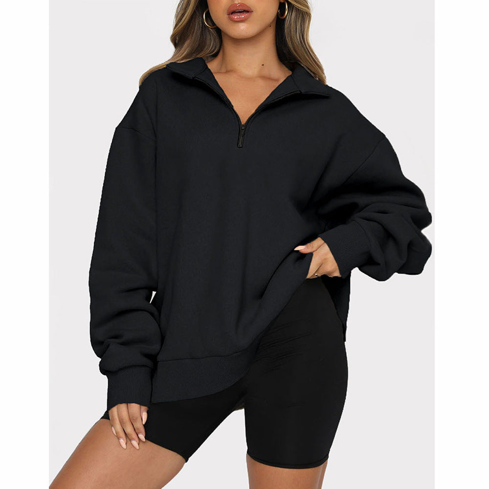 Women's Half-Zip Pullover Casual Long Sleeve Sweatshirt