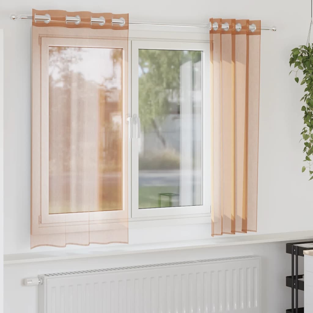 Voile Curtains with Eyelets, 2 Pcs.
