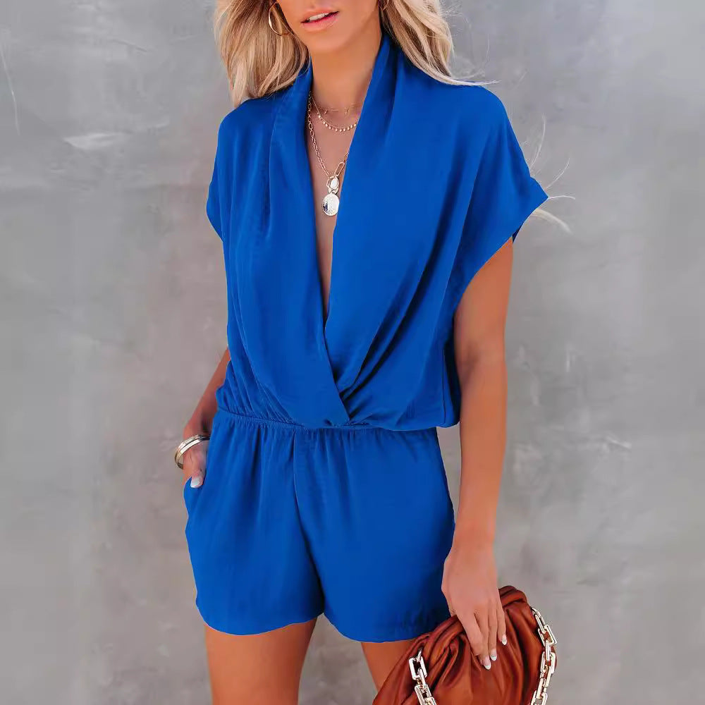 Sexy V-Neck Loose Casual Jumpsuit for Spring & Summer