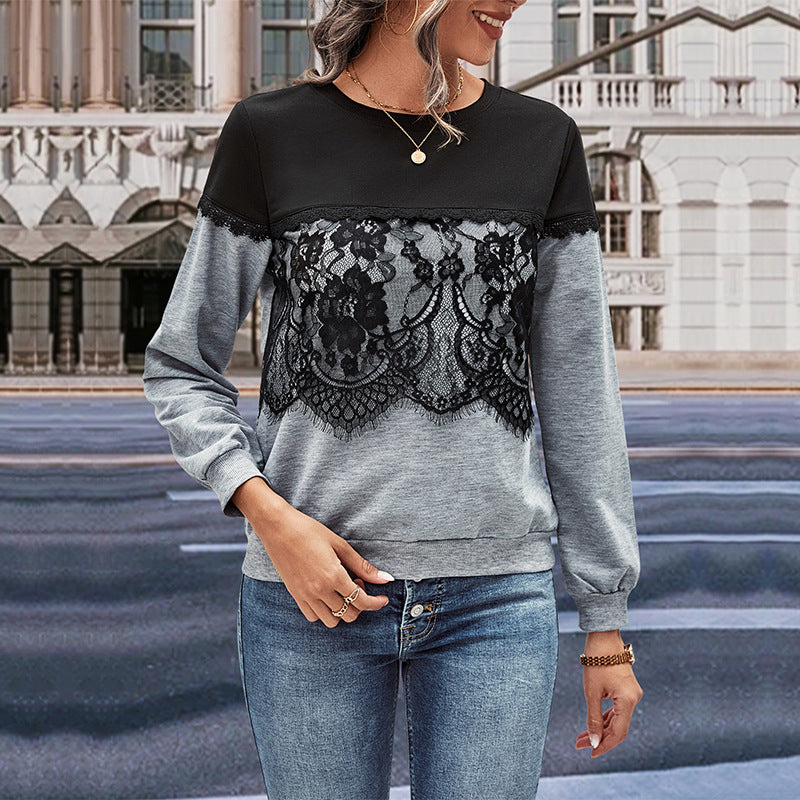 Chic Color-Block Long-Sleeve Sweater for Fall