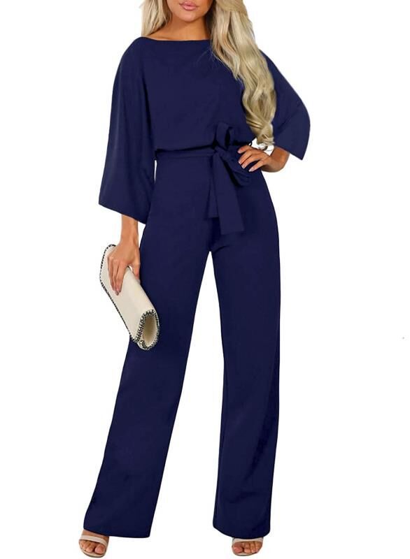 Chic Batwing Sleeve Lace-Up Women's Jumpsuit