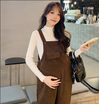 Corduroy Maternity Pants Thickened Autumn And Winter Suit Two-piece Set