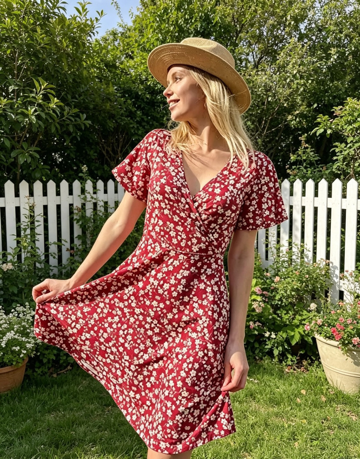 Elegant and Chic New Floral-print V-neck Dress