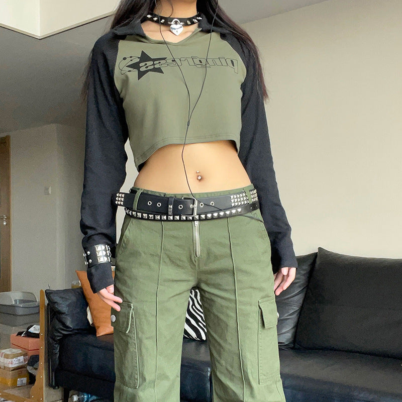 Chic Cropped Raglan Long Sleeve Fitted Tee