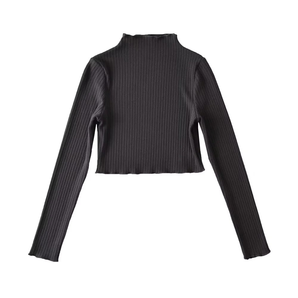 Cashmere Lace-trimmed Neckline Long-sleeve Sweater Base Layer