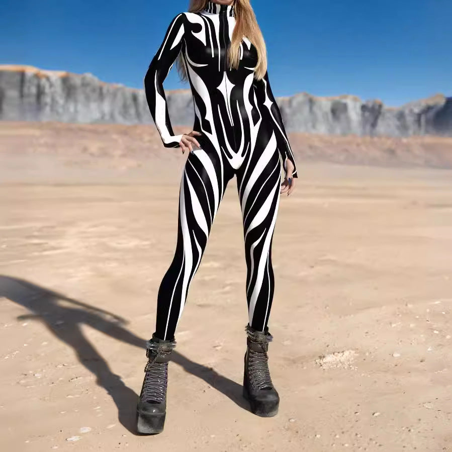 Halloween 3D Digital Print Cosplay Romper & Tights