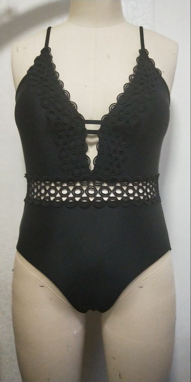Solid Lace One-Piece Swimsuit