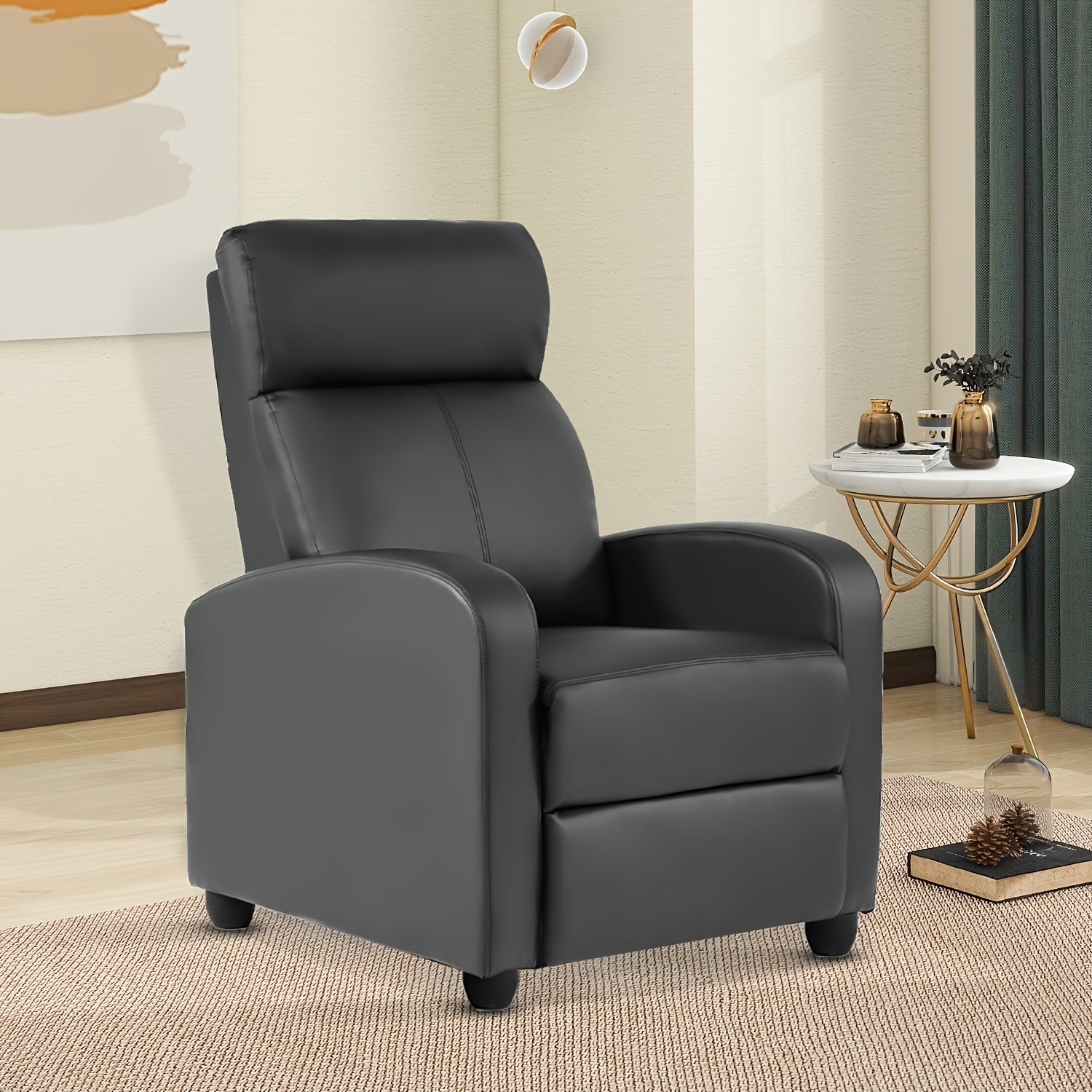 Breathable PU Leather Recliner Chair with Massage and Footrest – Single Small Sofa
