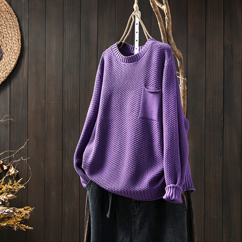 Womens Relaxed Figure-flattering Versatile and Stylish Knit Sweater