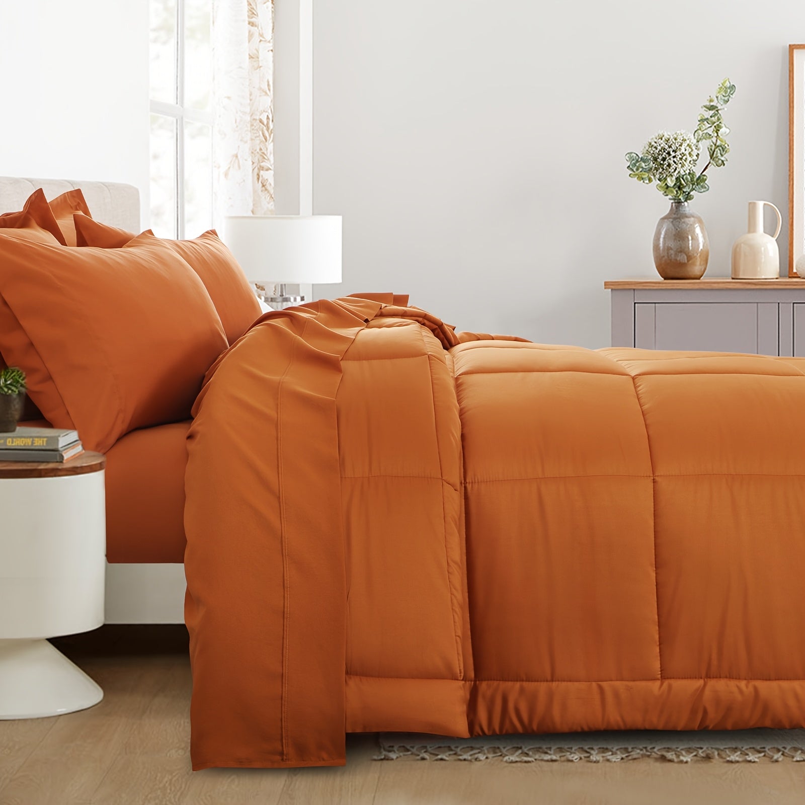 7pcs Ultra-Soft Bed In A Bag, Down Alternative Bedding Sets With All Season Quilted Comforter, Flat Sheet, Fitted Sheet, Pillowcases -Gifts For The Family And Friends