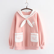 Sweet Rabbit Sailor Bow Brushed Hoodie