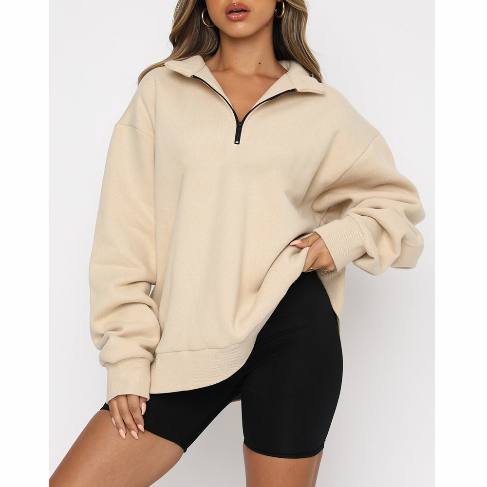 Women's Half-Zip Pullover Casual Long Sleeve Sweatshirt