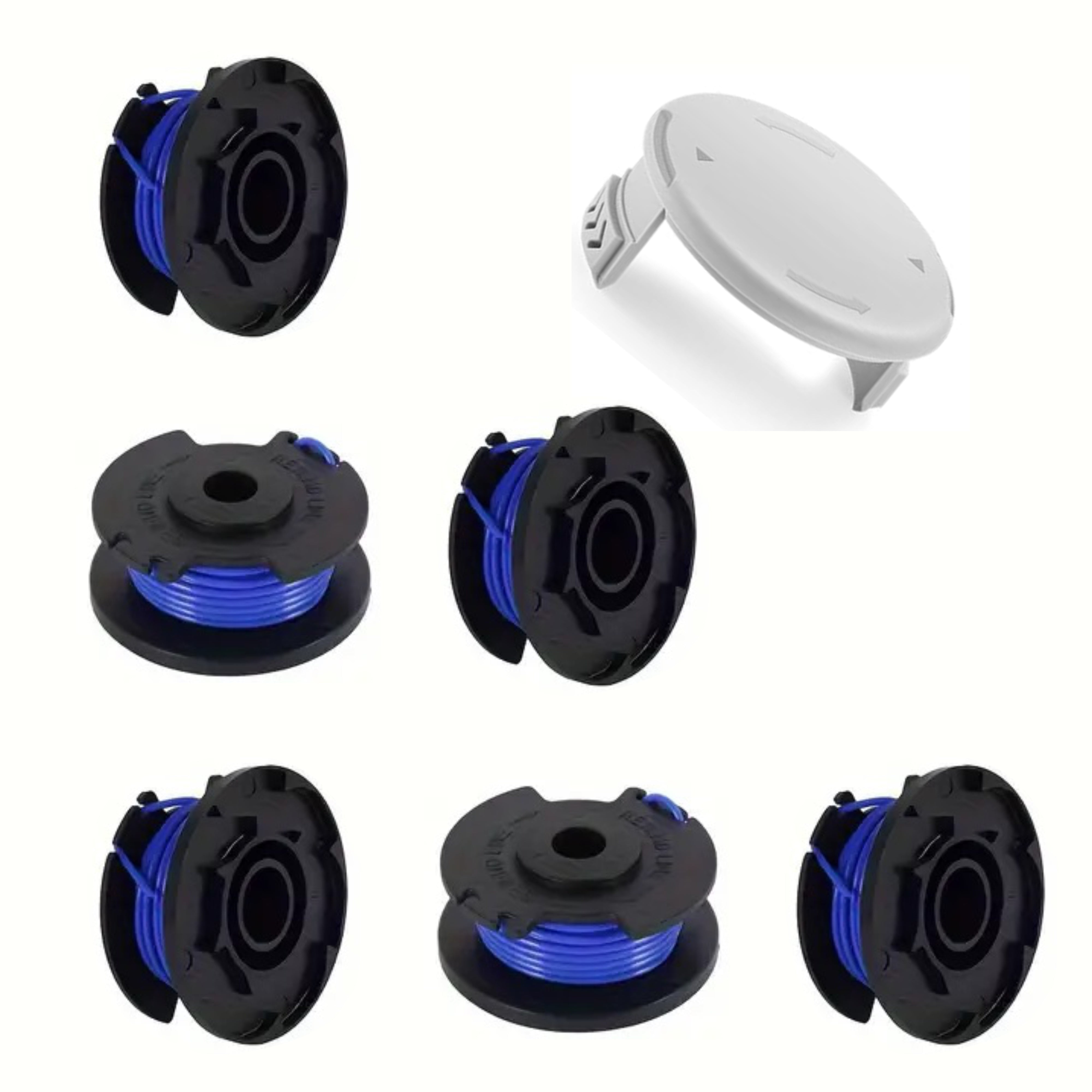 Compatible with Ryobi and Hart Electric Trimmers, Replacement Spool with 0.065" Automatic Feed Line, Fits 18V 24V 40V Outdoor Power Equipment Accessories with Cap, Multi-size Set