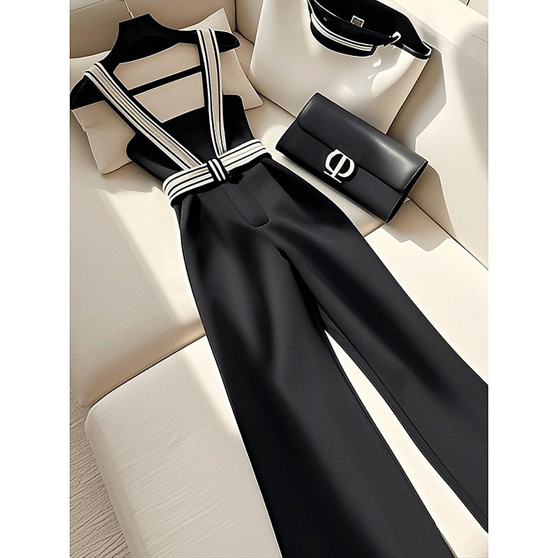 Women's High-Waisted Casual Suspender Trousers
