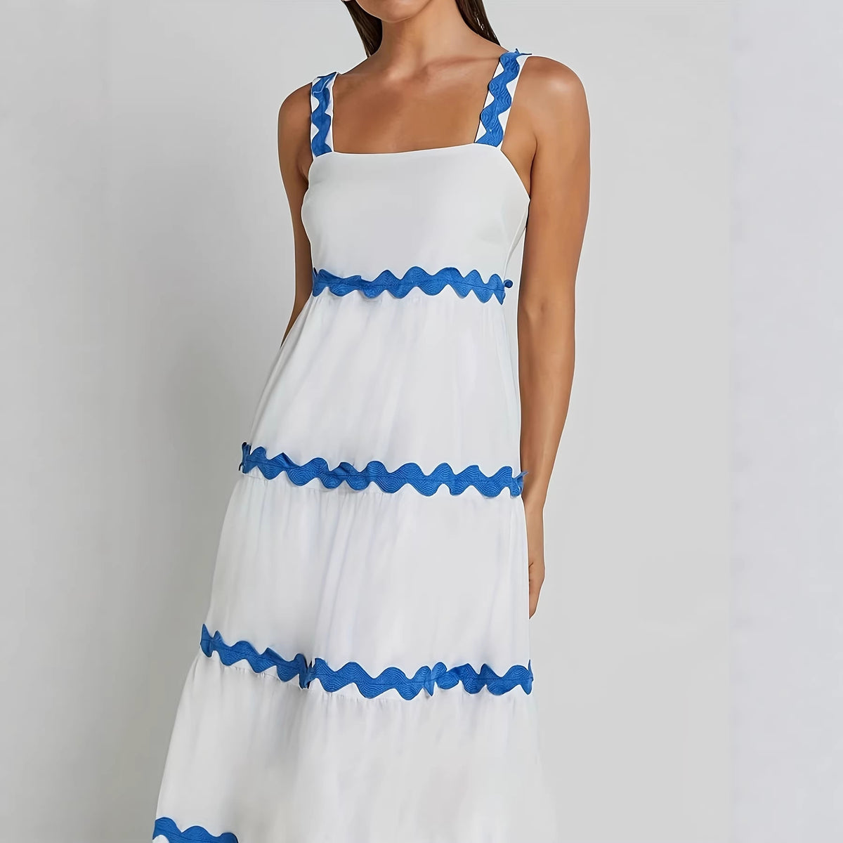 Chic Strapless Wave-Pattern A-Line Slip Dress