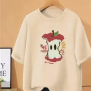 Apricot Print Loose-Fit Short Sleeve Top
