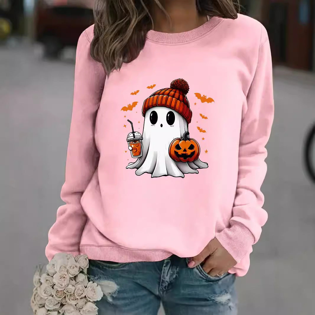 Ghost Snowman Print Crewneck Sweater