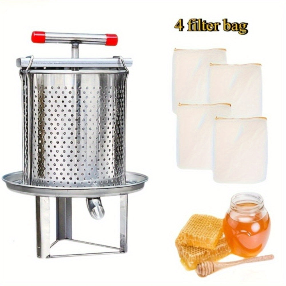Stainless Steel Manual Honey Press Extractor Kit with Mesh Filter