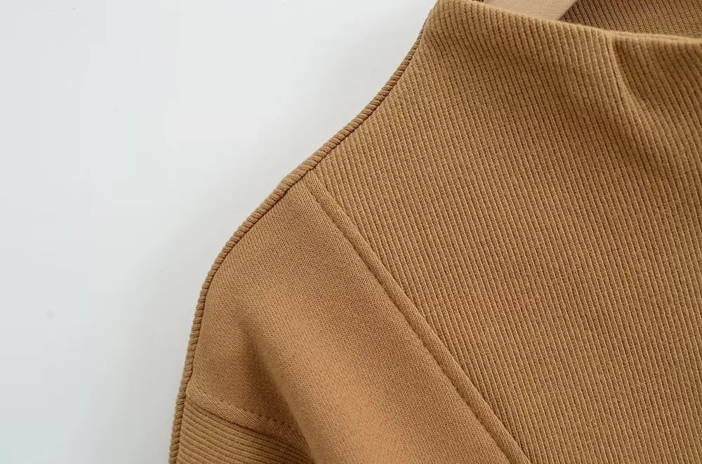 Women's Casual Half-Zip Solid Color Short Sweatshirt
