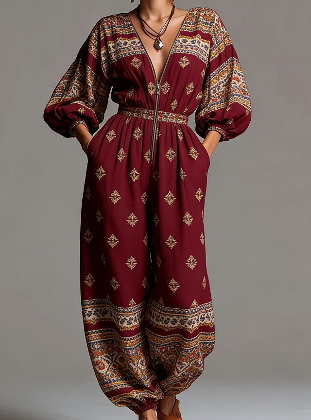 Vintage Plaid V-Neck Romper for Women