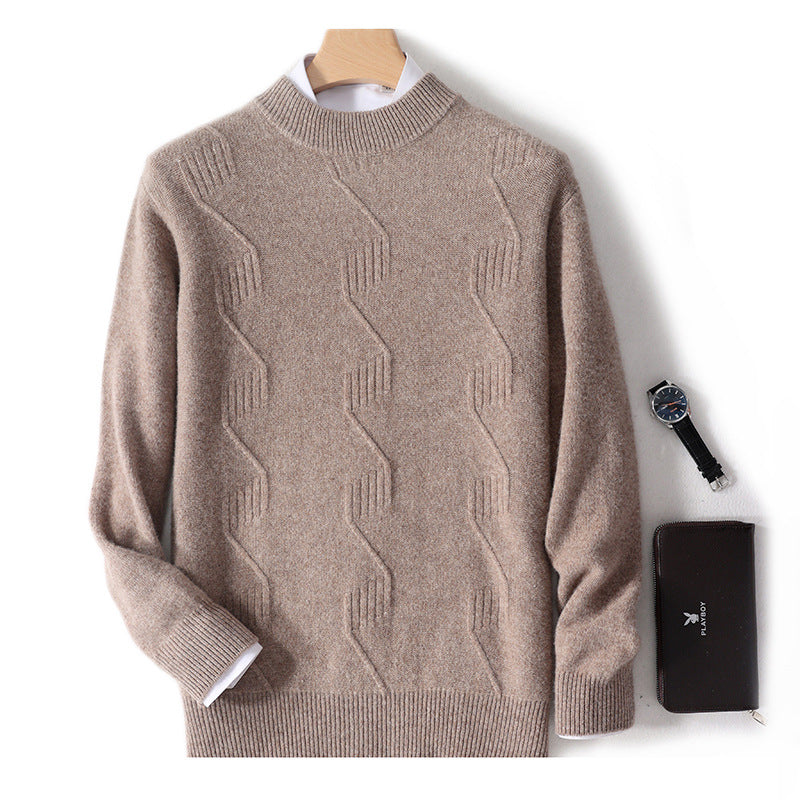 Autumn and Winter Men's Half Turtleneck Thick Sweater Loose Long Sleeve Warm