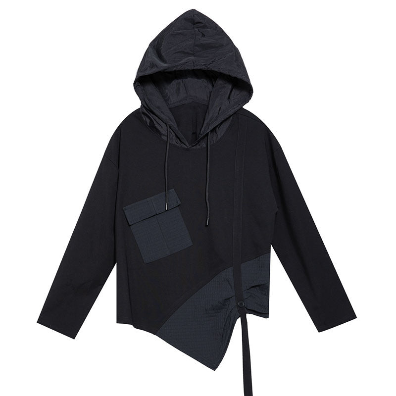 Chic Irregular Stitching Hooded Casual Sweatshirt