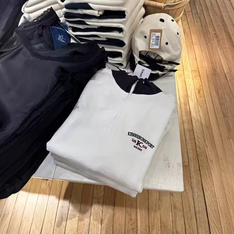 Retro Half-Zip Contrast Polo Sweater