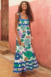 Floral-print Ruffled-strap A-line Dress
