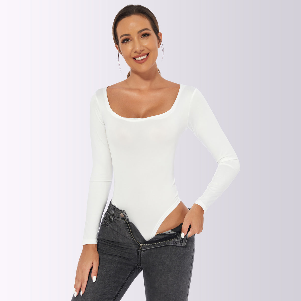 Women's Slim Fit U-Collar Polyester Jumpsuit