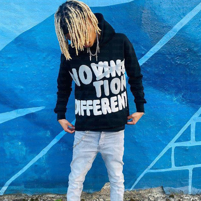 Gothic Letter Print Hip Hop Oversized Hoodie