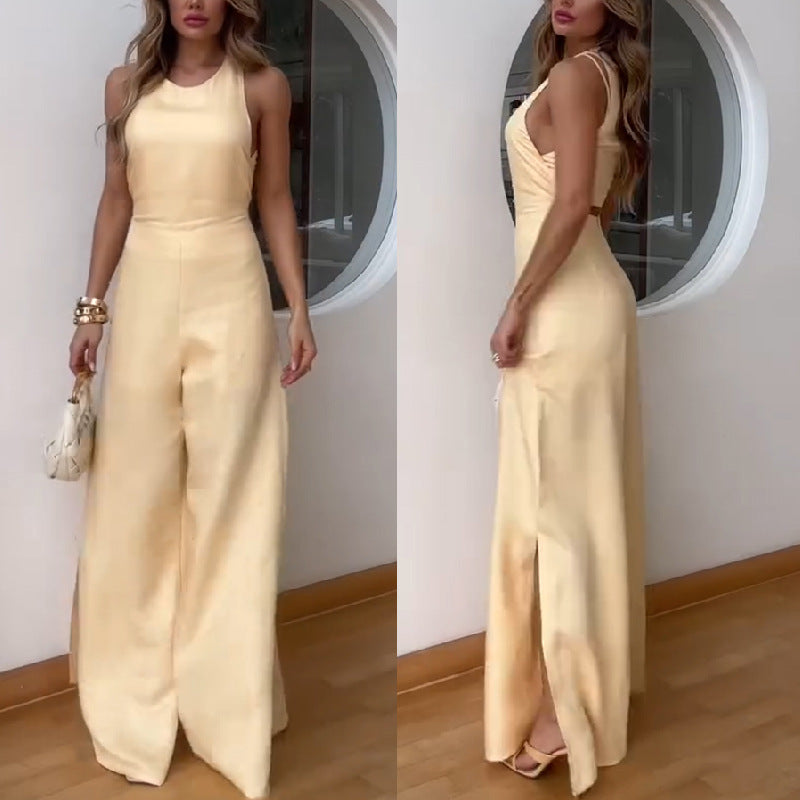 Women's Solid Loose Casual Summer Jumpsuit Trousers