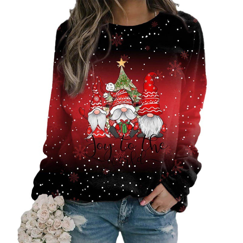 Festive 3D Print Christmas Oversized Knit Sweater