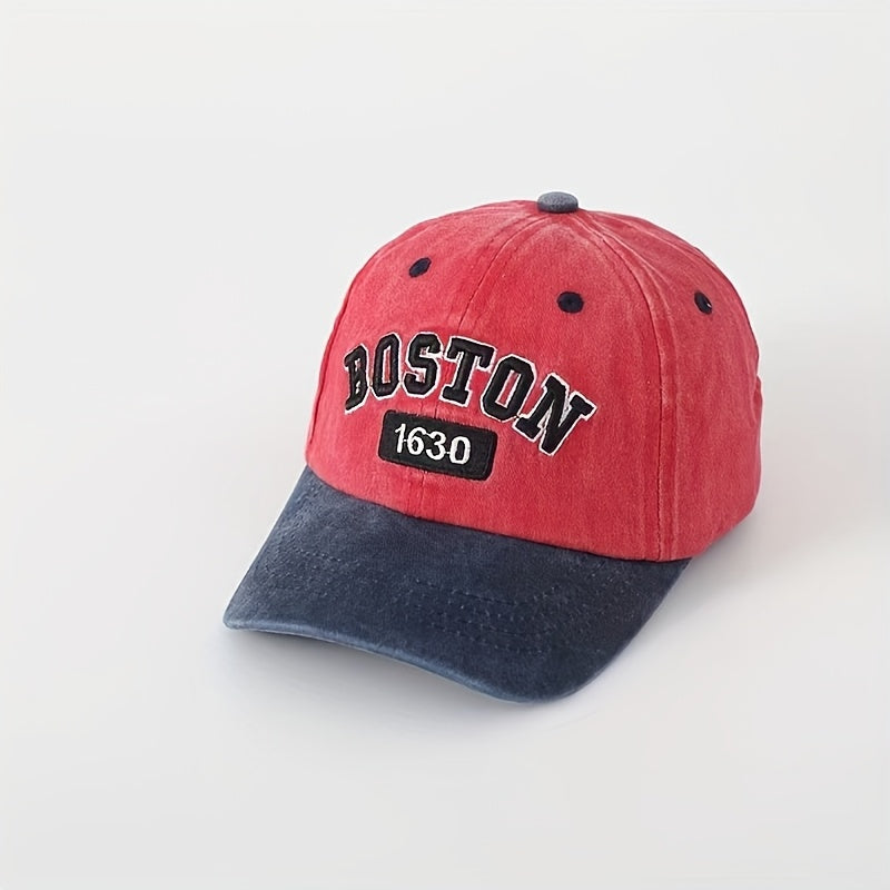 Kids Baseball Cap with 3D Embroidery, Washable Outdoor Sun Hat, Unisex 3-14 Years