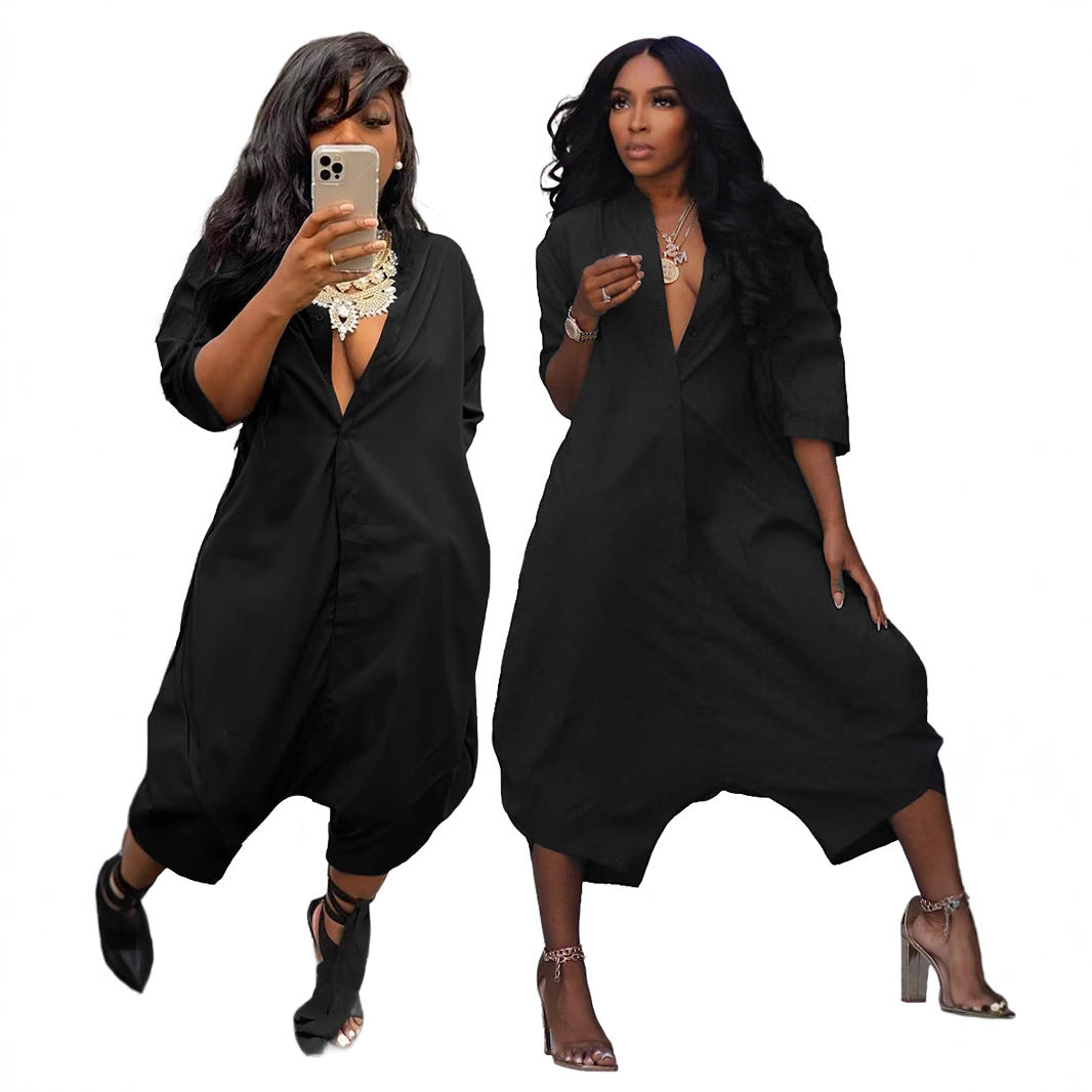 Minimalist Chic Women's Casual Jumpsuit with Pockets