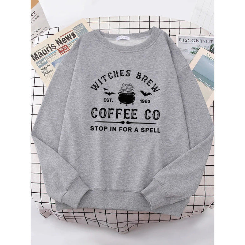 Witches Make Coffee Cute Letter Print Hip Hop Hoodie