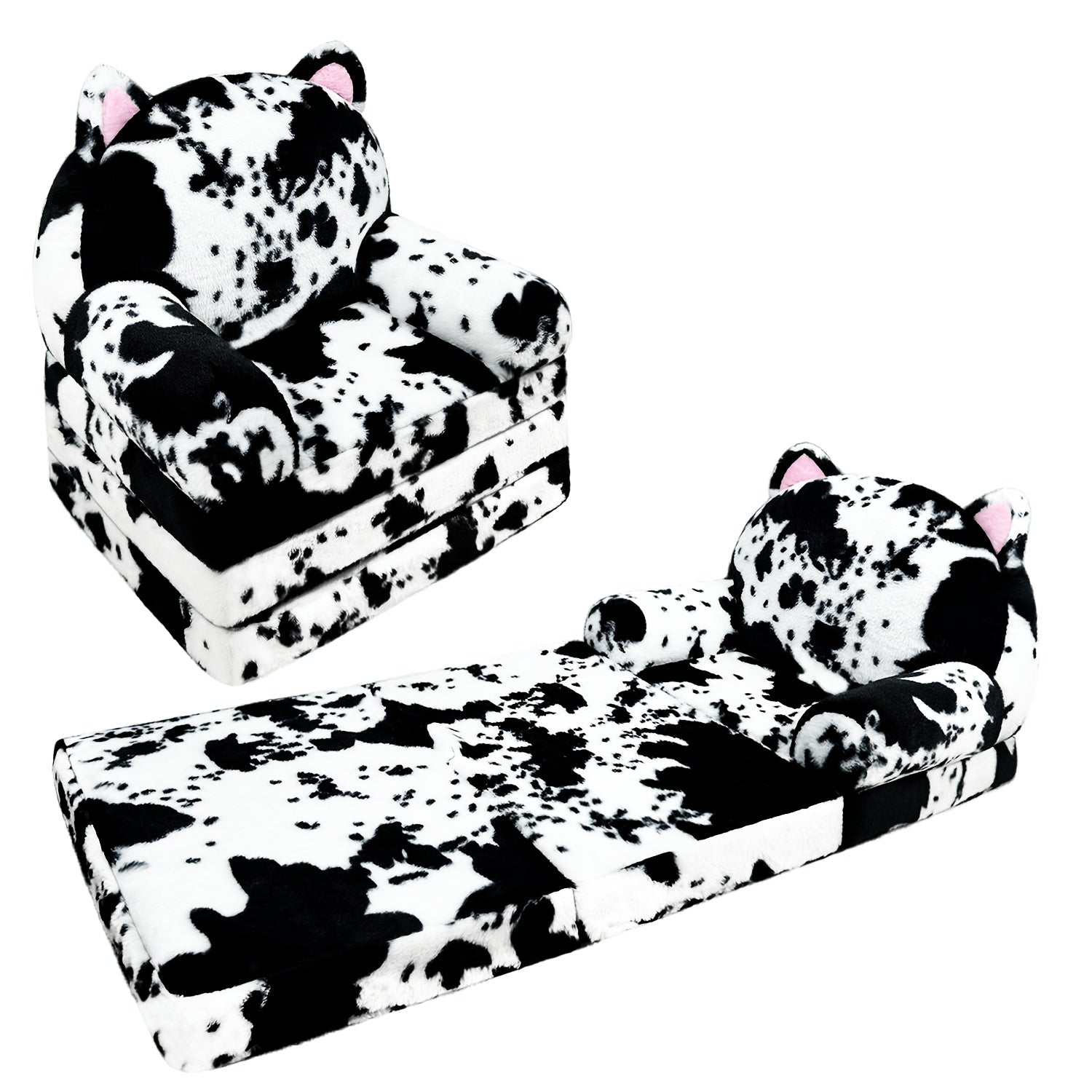 Milk Cow Pattern Foldable Kids Sofa Chair with Removable Washable Cover