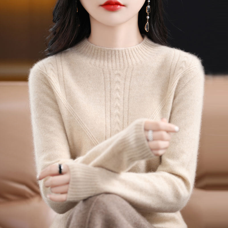 Womens Fashionable Versatile Loose-fitting Mock-neck Sweater